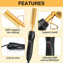 WOZUTUNT hot comb heated setup demonstrates adjustable temps for hair types