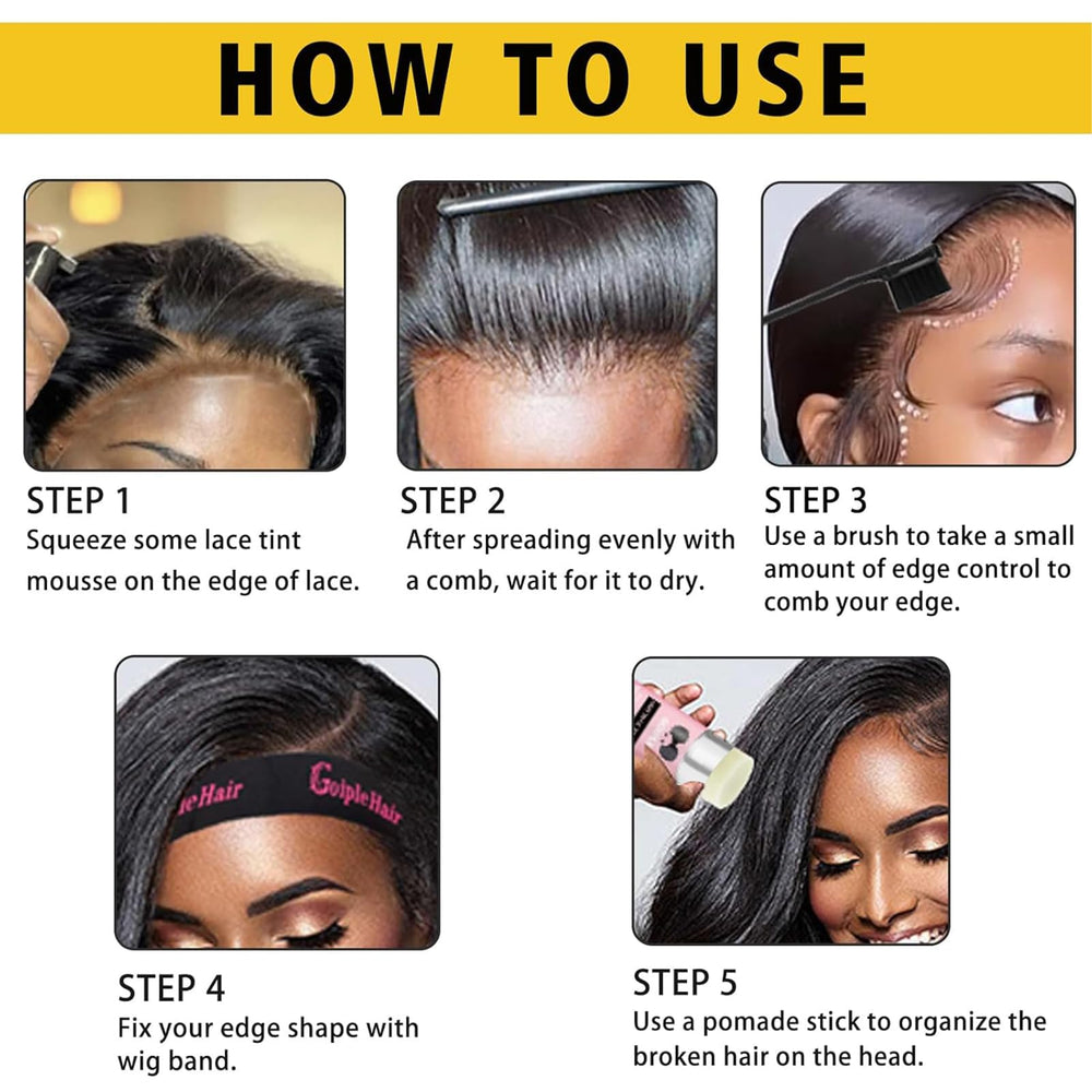 WOZUTUNT lace tint mousse dual edge brush enables precise edge work and blending.
