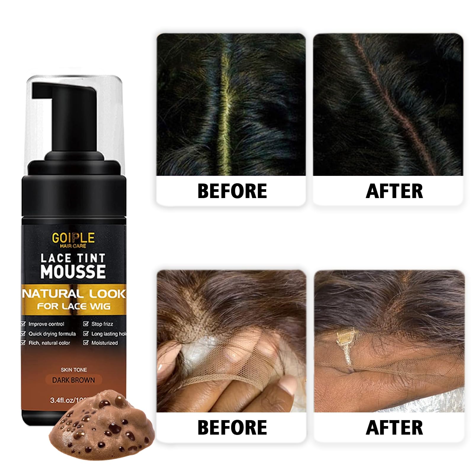 WOZUTUNT lace tint mousse edge control for smooth seams and secure wig styling.