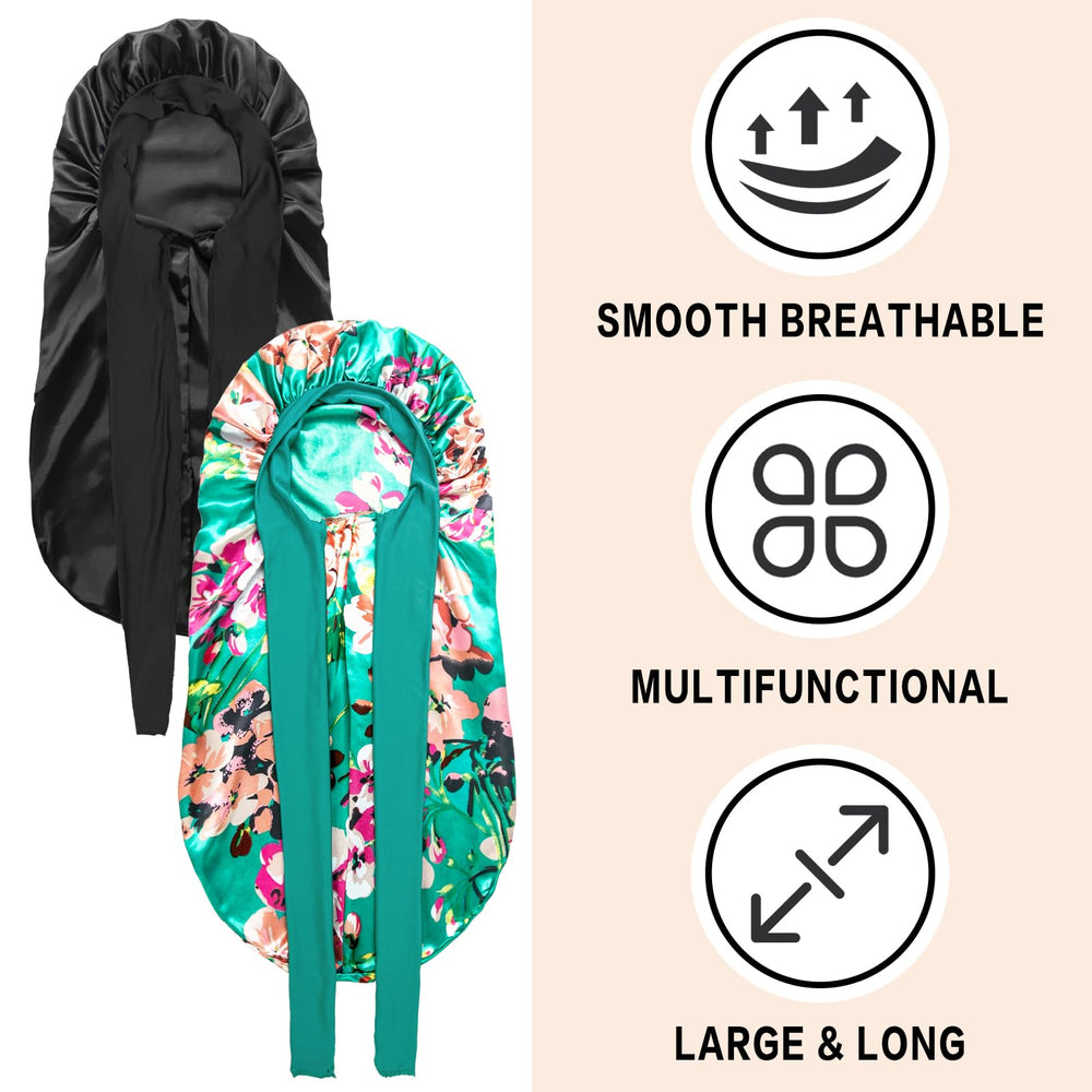 WOZUTUNT large-capacity bonnet for long hair covers braids fully during sleep
