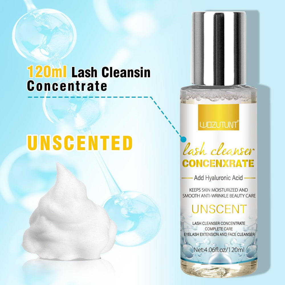 WOZUTUNT lash cleanser foaming lather provides gentle daily lash care