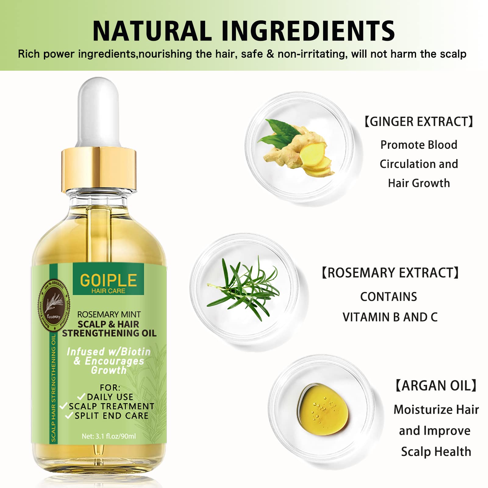 WOZUTUNT Rosemary Oil application on scalp showing hair growth support