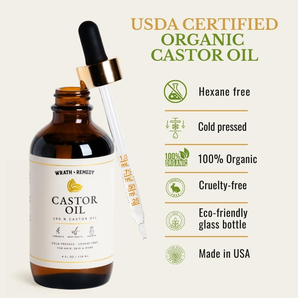 Wrath & Remedy organic hexane-free castor oil for lashes and brows fullness