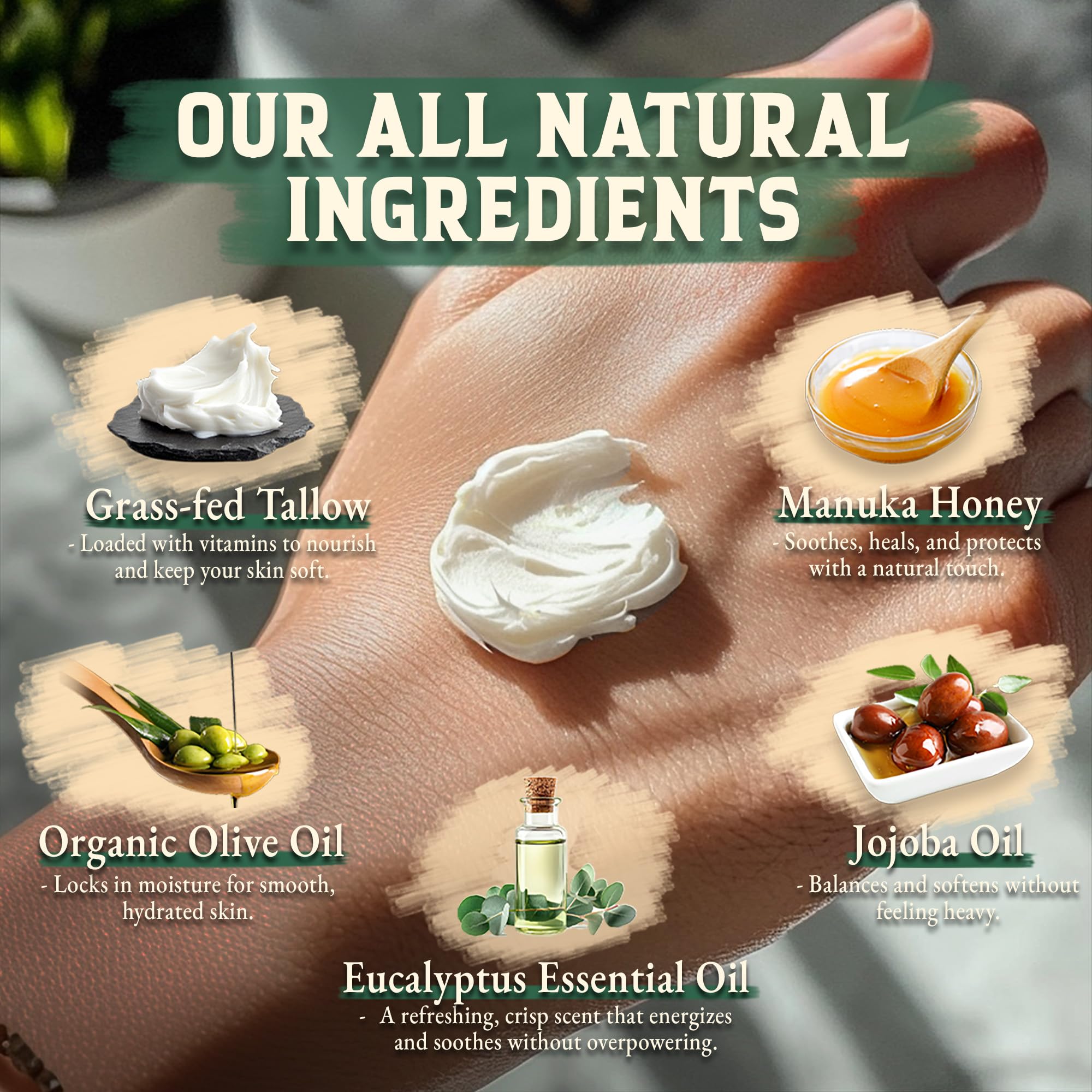 Wrath & Remedy tallow texture closeup highlights airy whipped consistency for skin care.