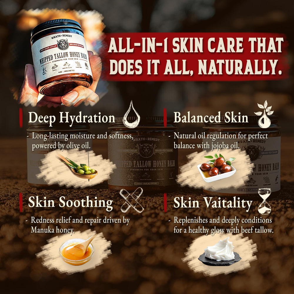 Wrath & Remedy balm applied to the face for soothing moisture