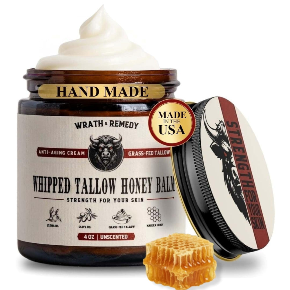 Wrath & Remedy whipped tallow honey balm jar for skin hydration