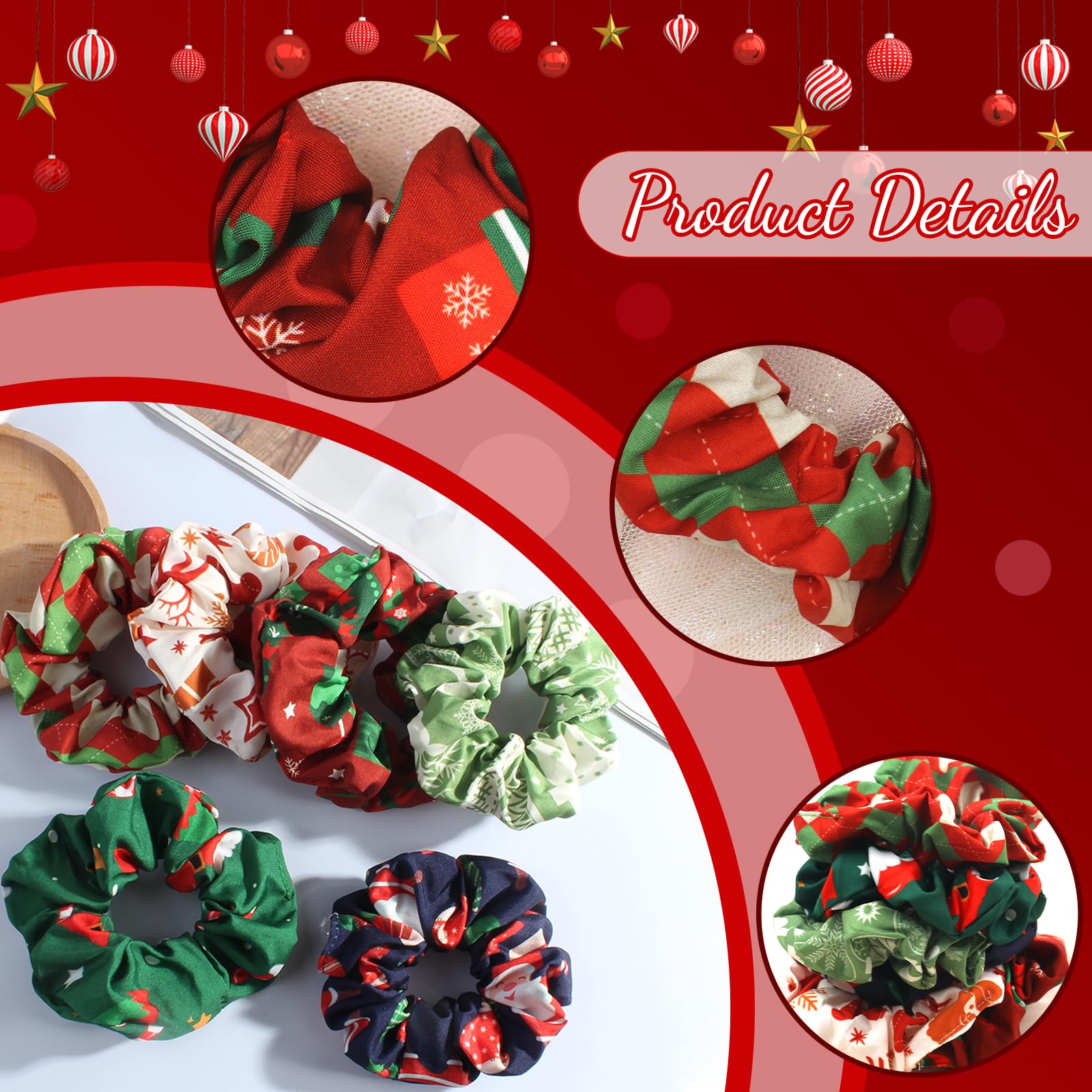 WRBAJIS candy scrunchie adds playful festive flair to any hairstyle