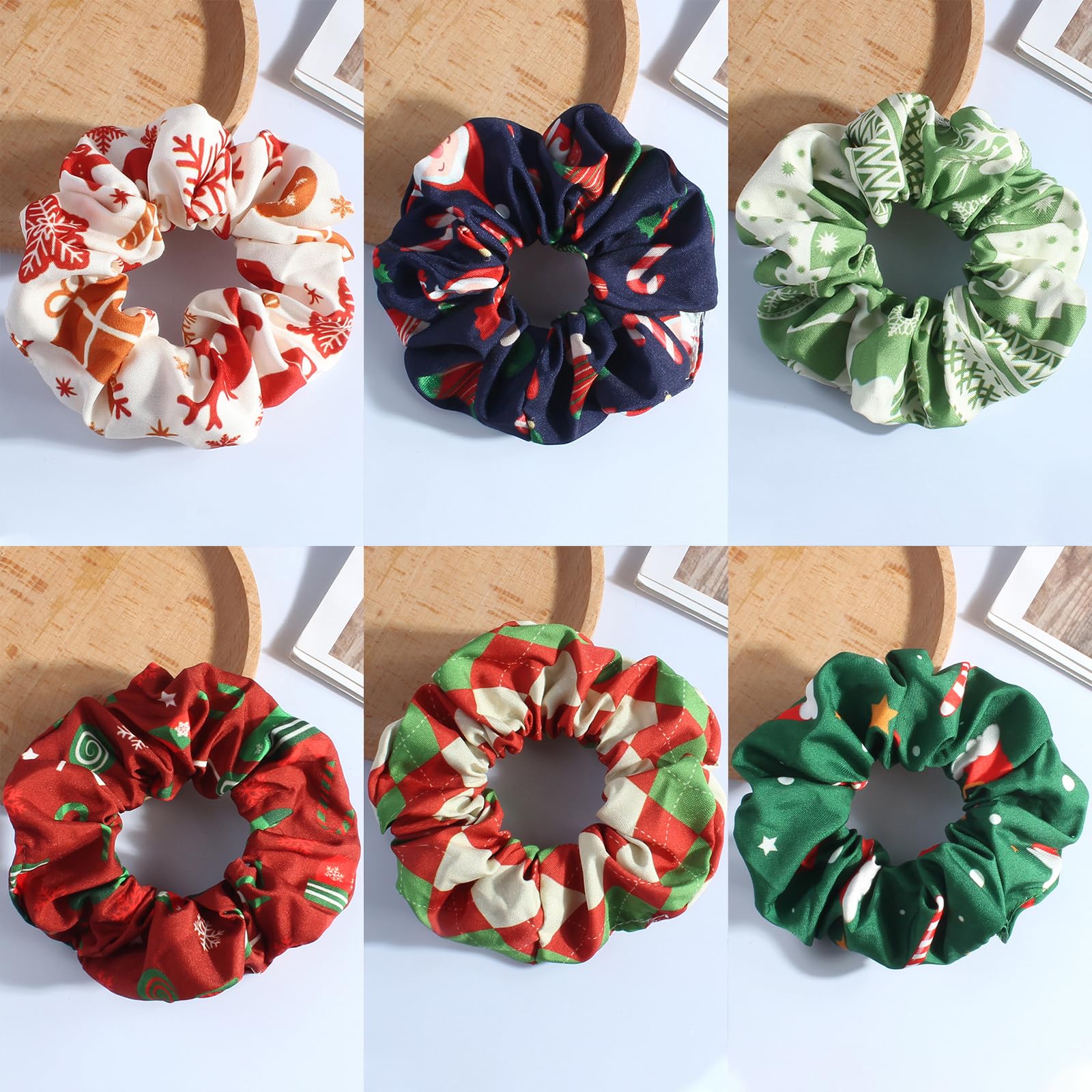 WRBAJIS 6-pack Christmas scrunchies in gift-ready packaging
