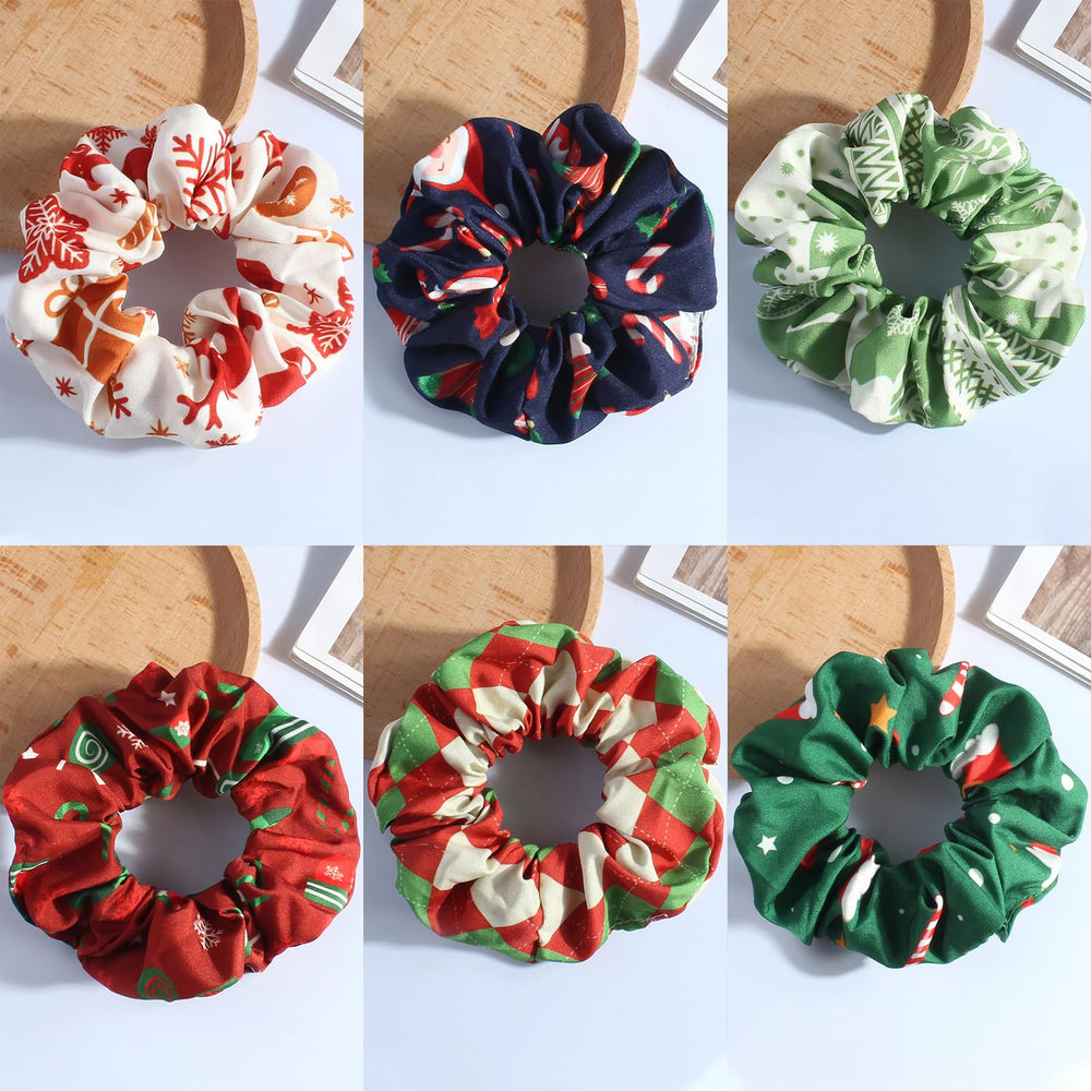 WRBAJIS 6-pack Christmas scrunchies in gift-ready packaging