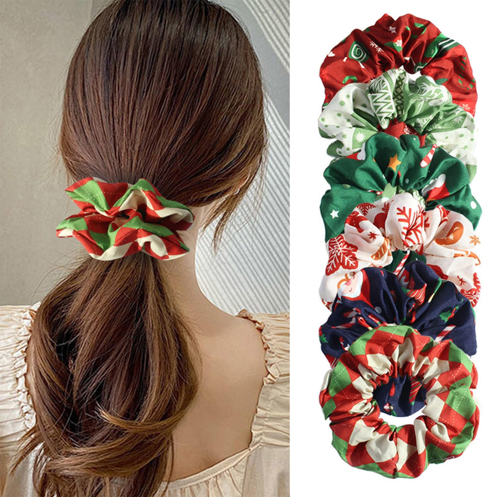 WRBAJIS Christmas snowflake scrunchie secures hair gently for all-day wear