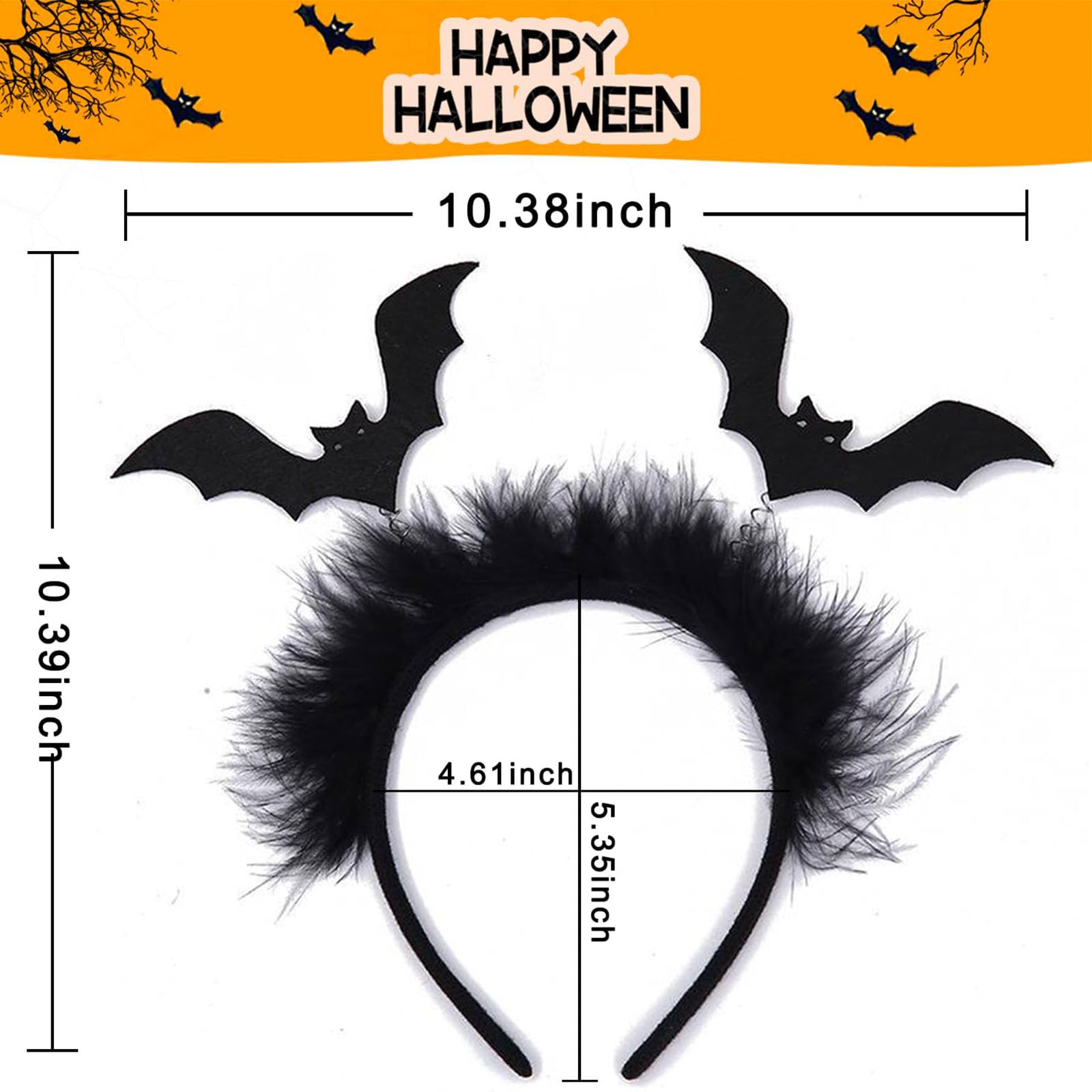 WRBAJIS Halloween bat headband made of fabric and plastic for comfortable wear