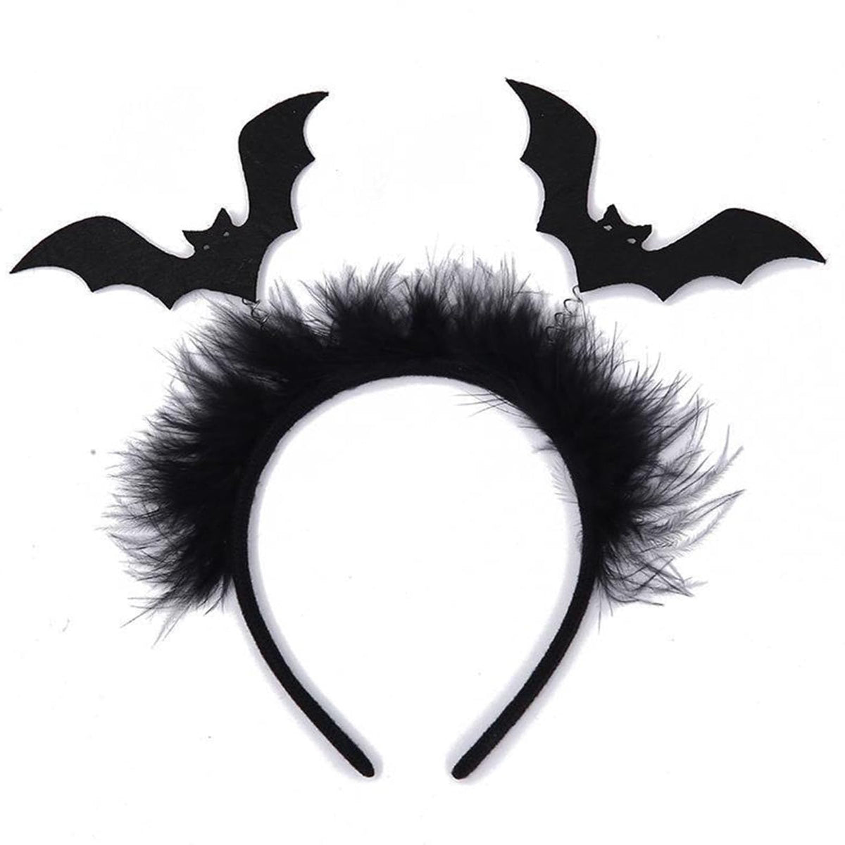 WRBAJIS Halloween bat headband with two plush bats for festive costumes