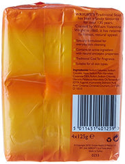 Wright's coal tar soap four-pack, close-up texture for rich lather and resilience