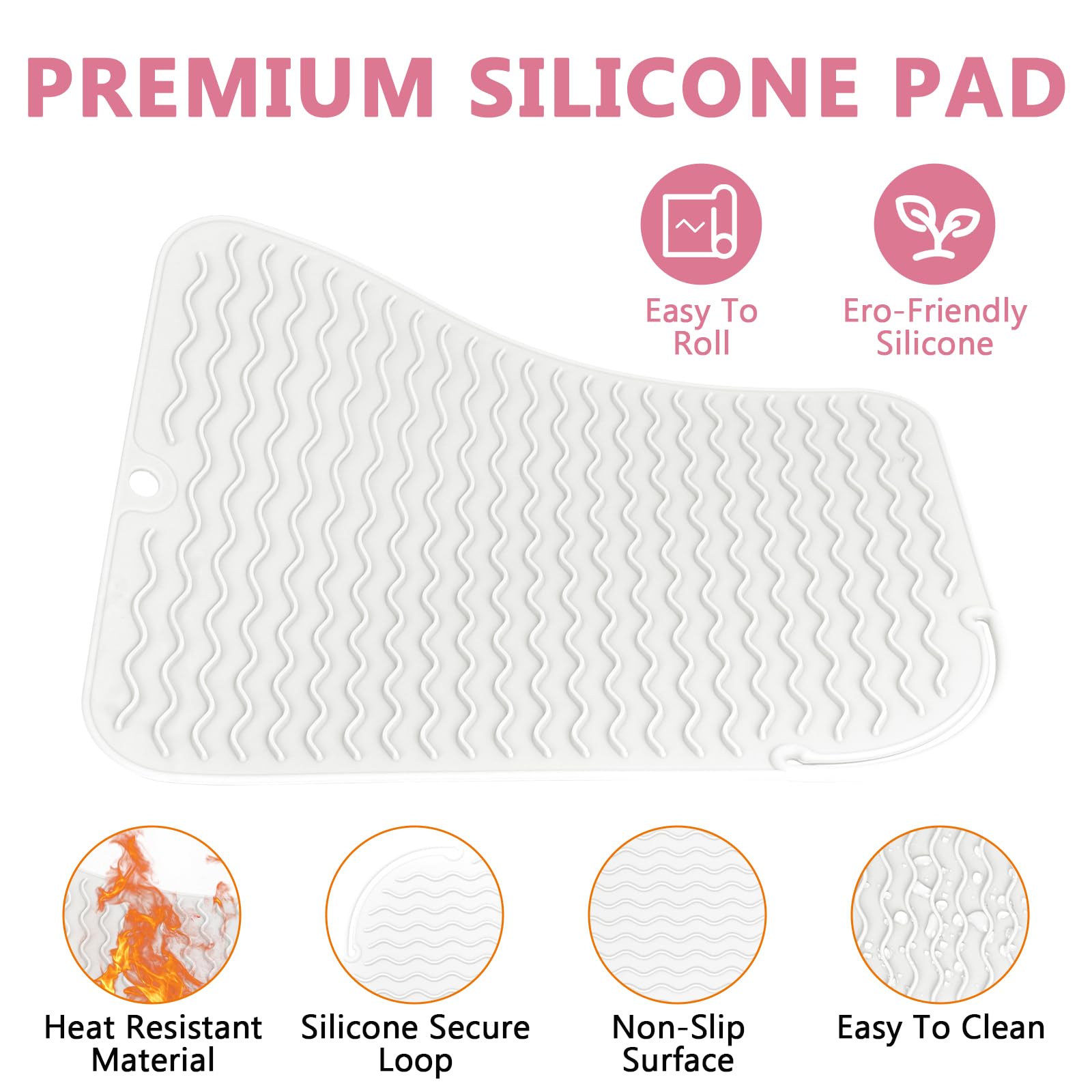 WRORUNER heat mat 12x9 flat-iron-storage keeps worktop clear.