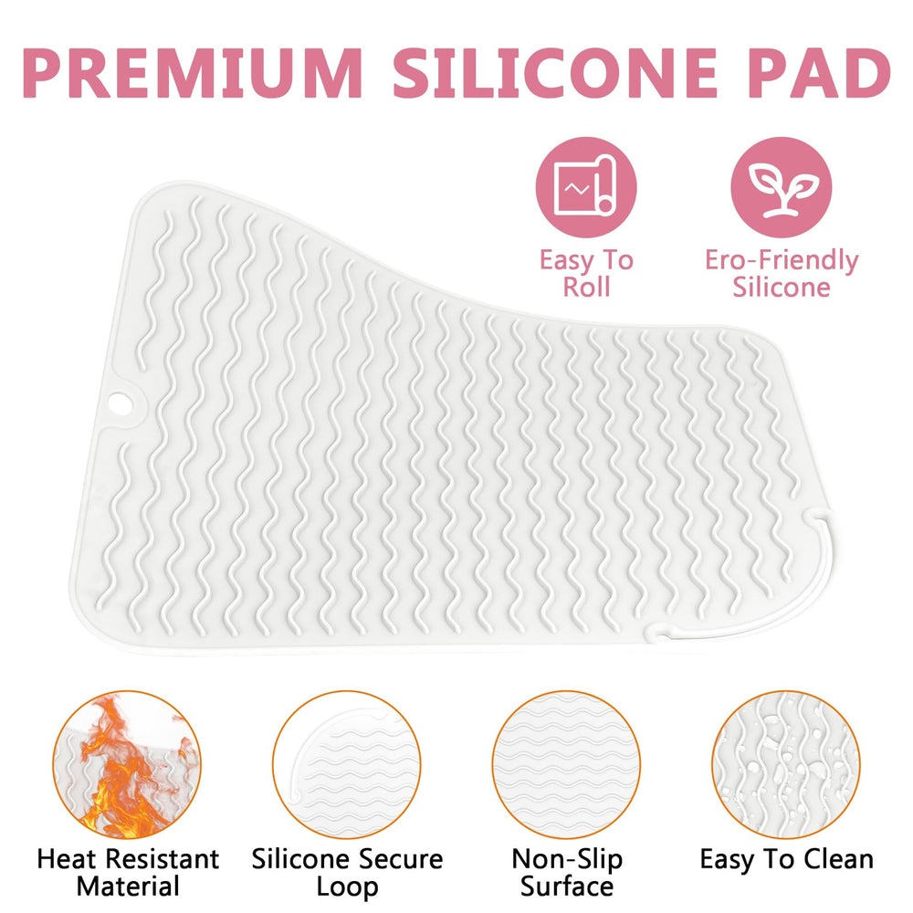 WRORUNER heat mat 12x9 flat-iron-storage keeps worktop clear.