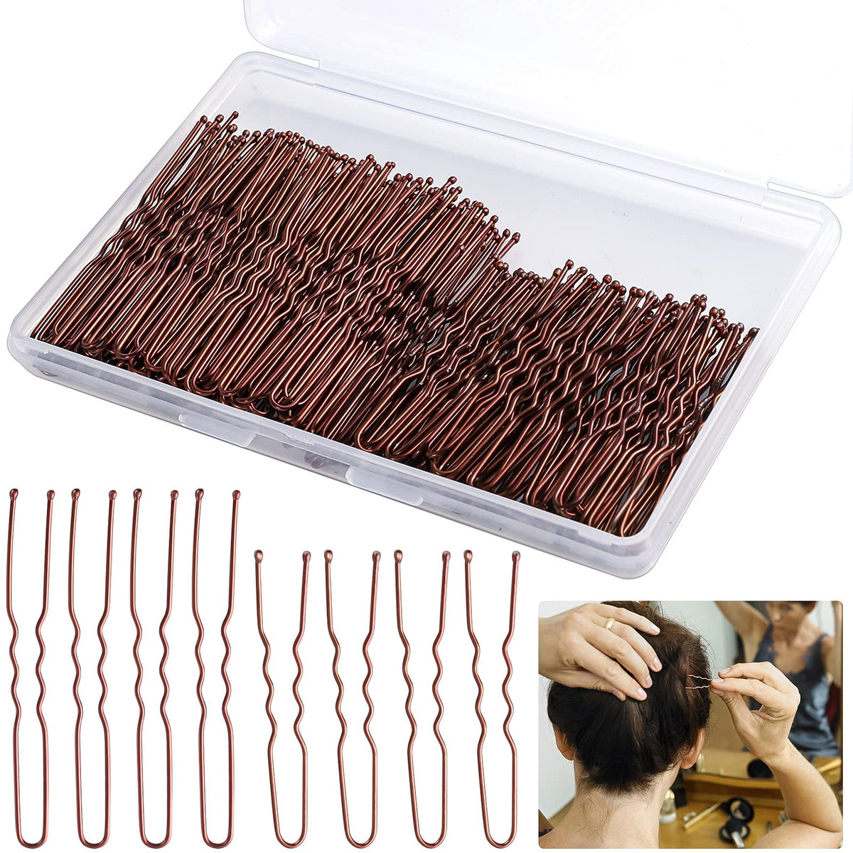 WSICSE hair pins bun 2-4inch brown for secure bun hold during daily wear