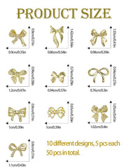 WSimily 3D gold bowknot nail-art set on display—dimensional glam for manicures