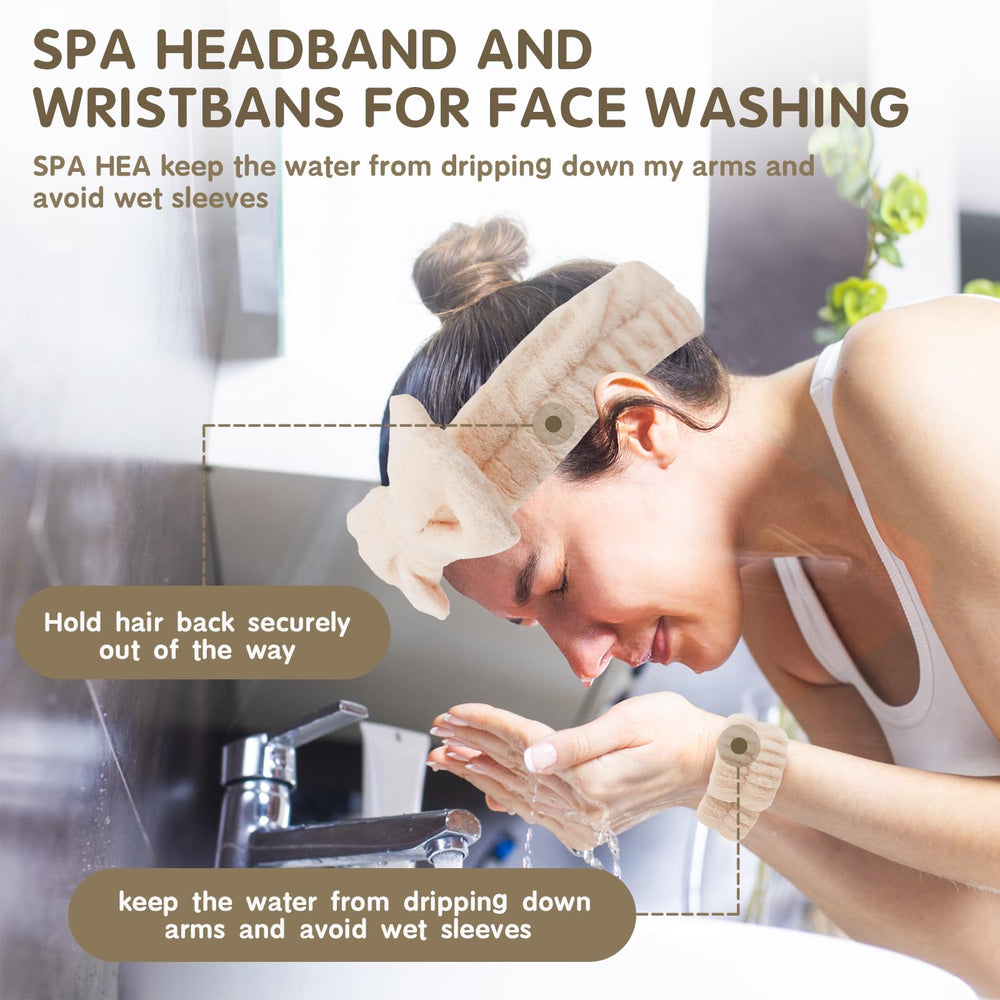 WSYUB face wash headband secures hair and absorbs splashes during washing
