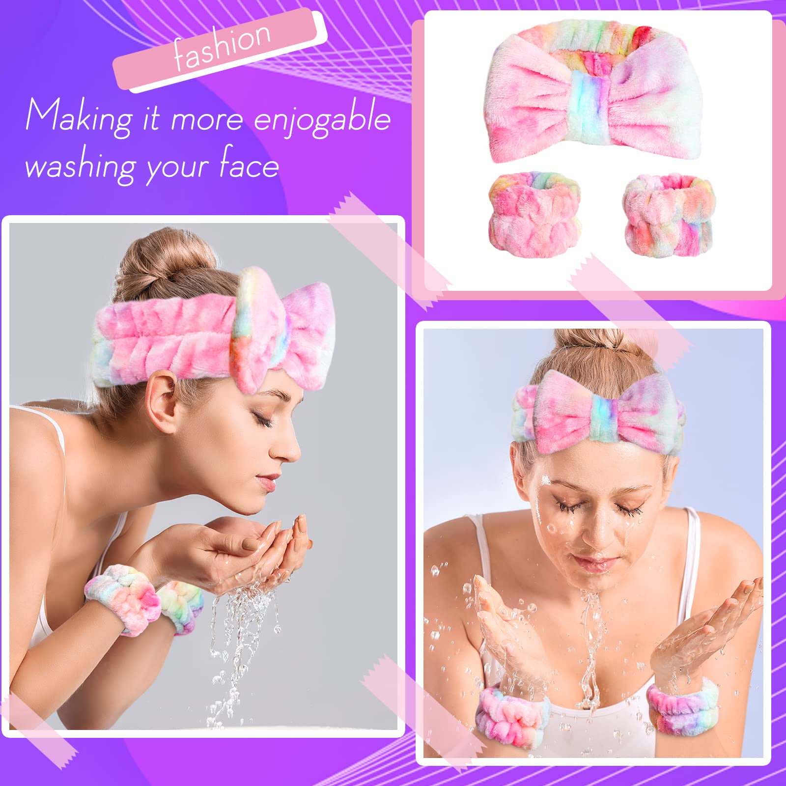 WSYUB spa headband with tie-dye design adds cute style during skincare.