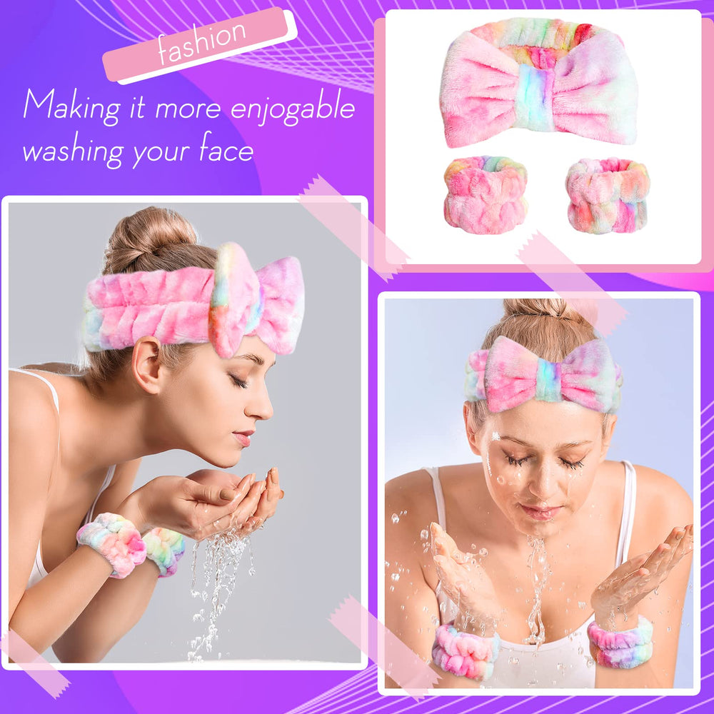 WSYUB spa headband with tie-dye design adds cute style during skincare.