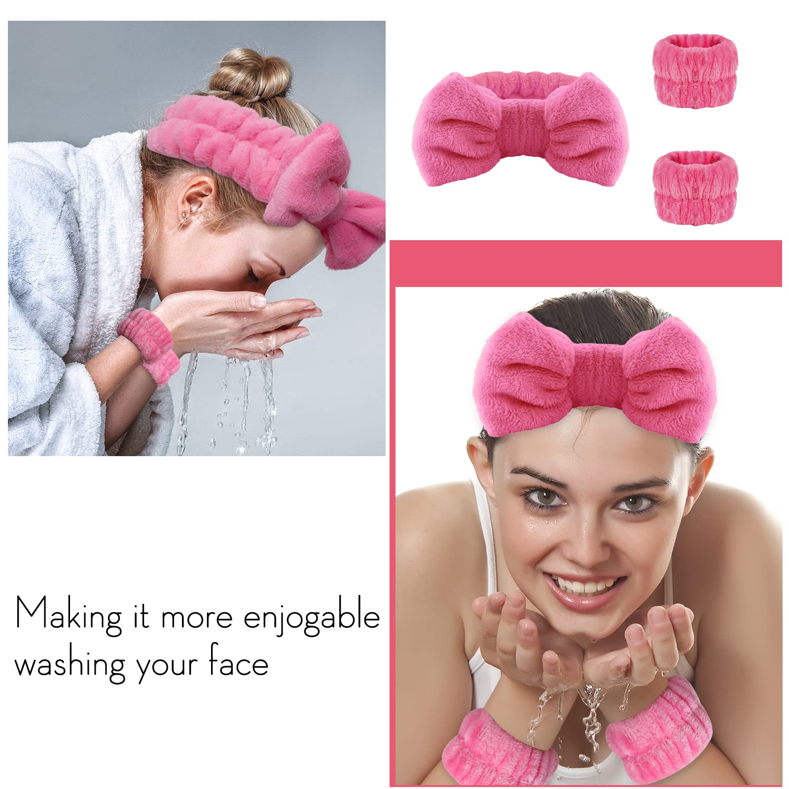 WSYUB spa wristband watermelon-red soft microfiber for comfortable cleansing