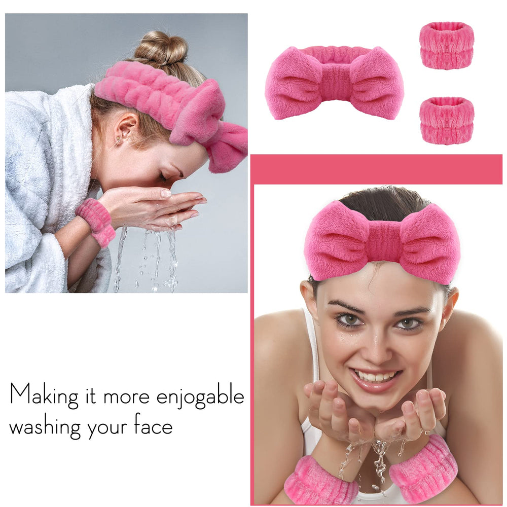 WSYUB spa wristband watermelon-red soft microfiber for comfortable cleansing