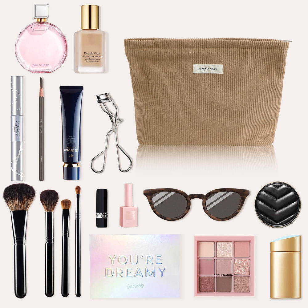 Wudygirl corduroy makeup bag camel gift-ready packaging idea