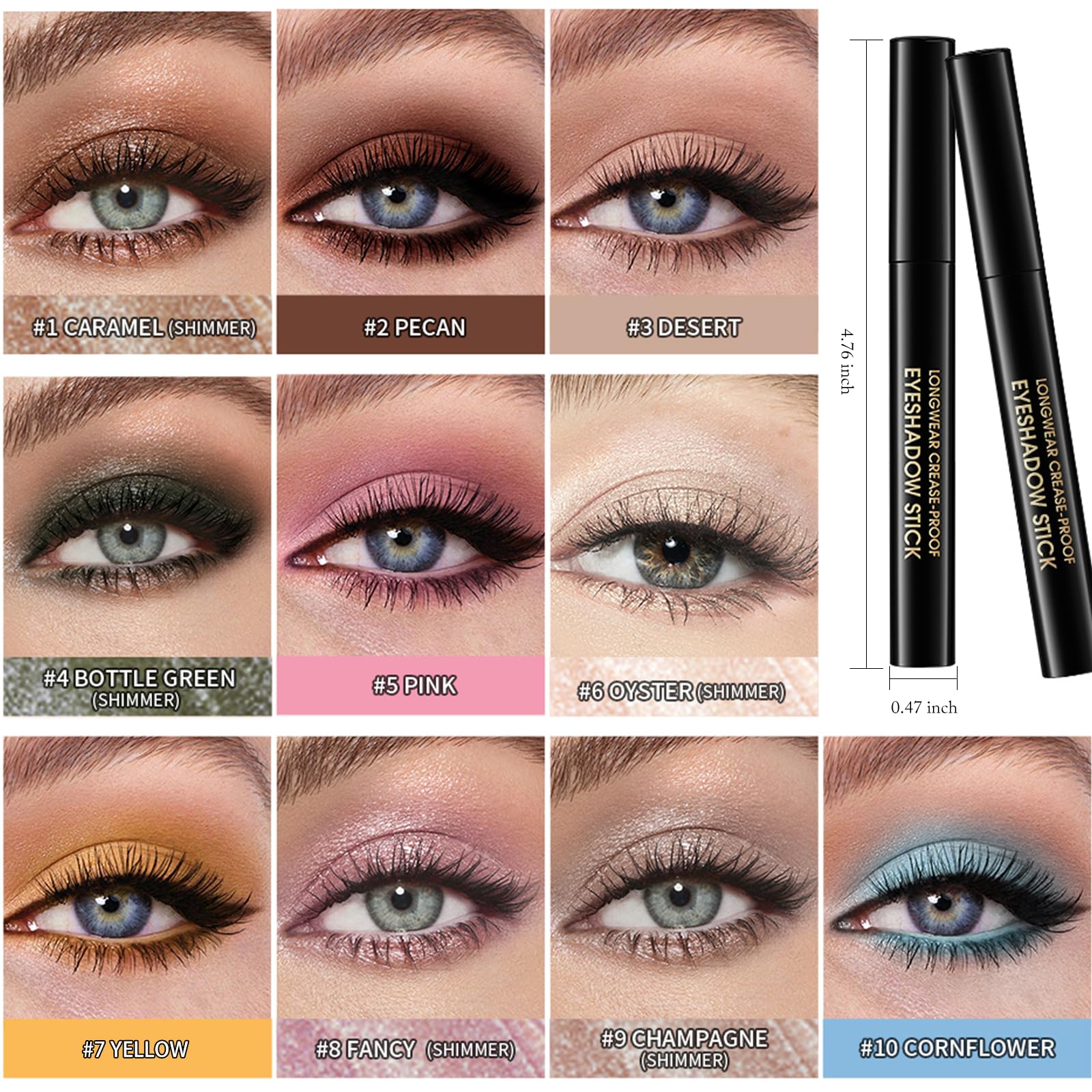 Wugbc Eyeshadow Stick glitter-green shimmer adds glamorous finish to smokey looks.