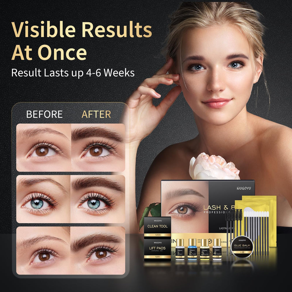 WUGOYU lash lift application close-up demonstrates easy, precise perm steps