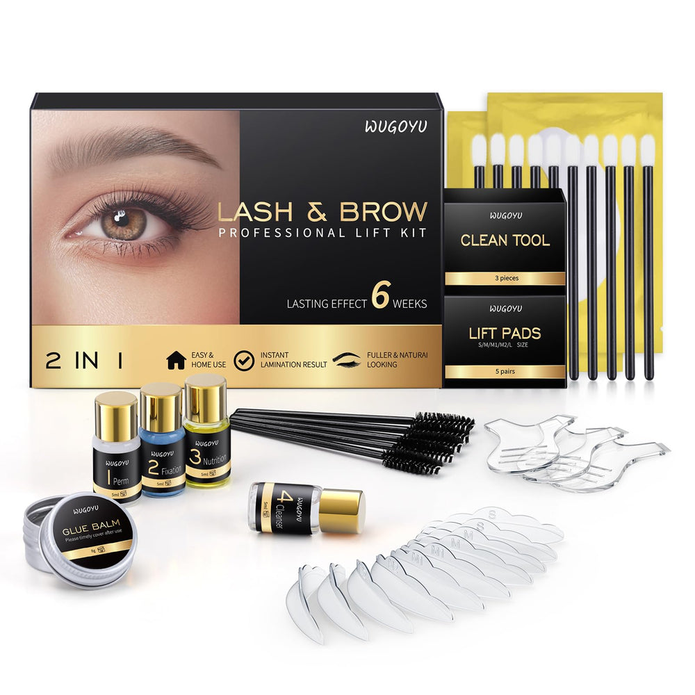 WUGOYU lash lift kit box shows sleek packaging for at-home salon-grade treatment