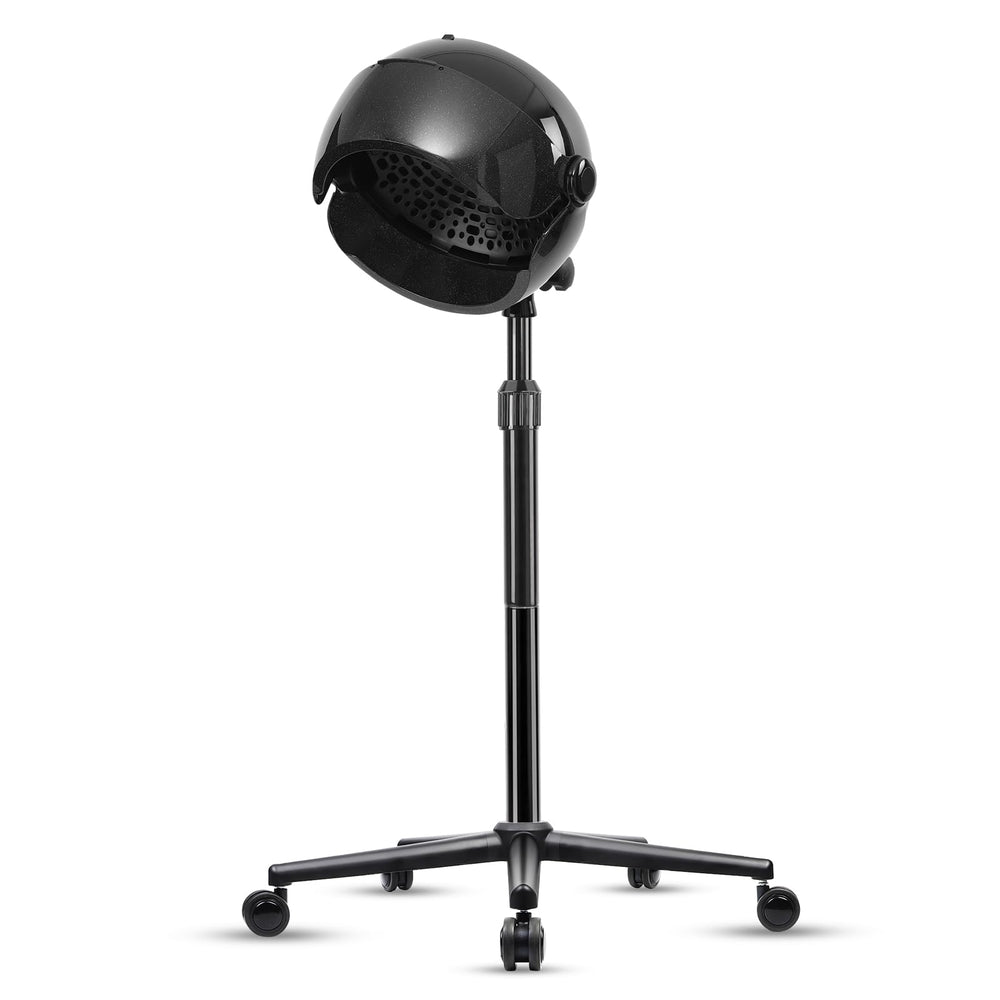Wuissvnb hooded hair dryer with digital display enables precise heat and timer control.