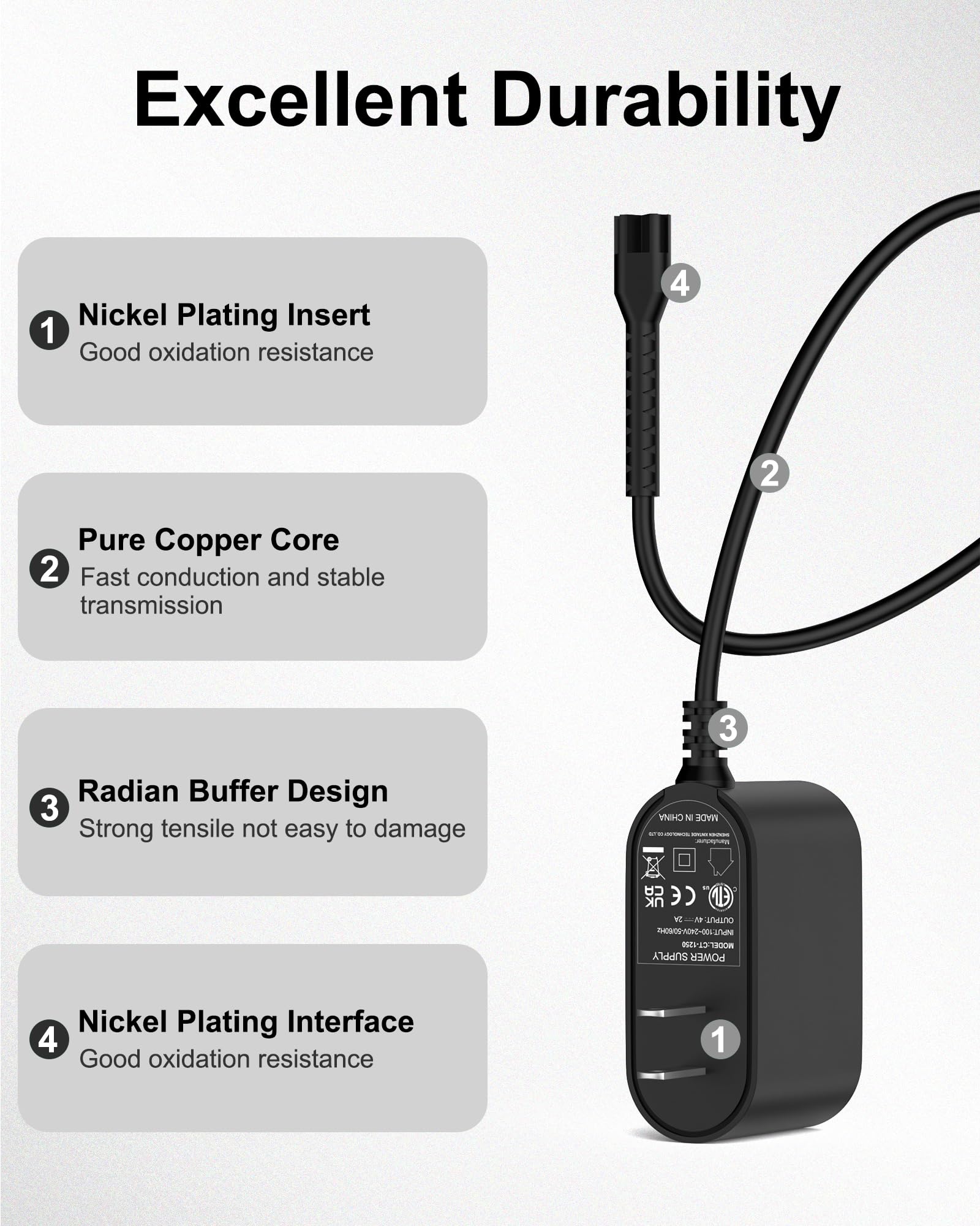 WUKUR compatible 5-Star Magic Clip charger supports uninterrupted grooming sessions.
