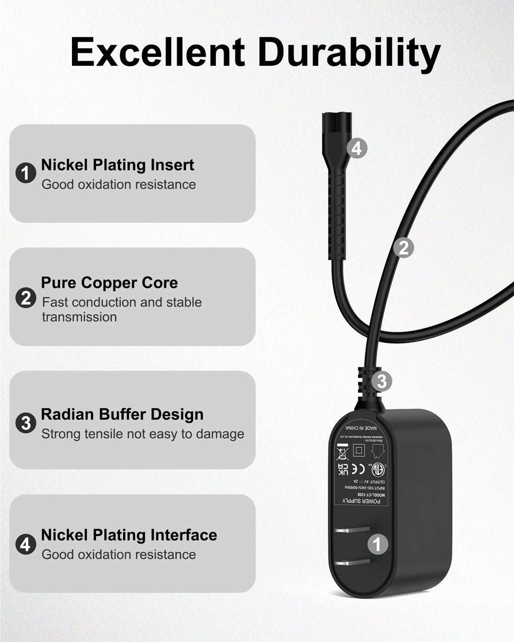 WUKUR compatible 5-Star Magic Clip charger supports uninterrupted grooming sessions.