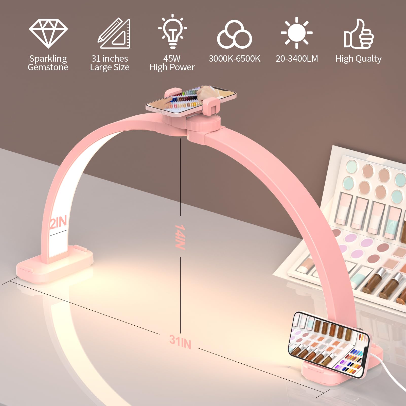 WurodBiza nail desk lamp with 3 color temps for comfort.