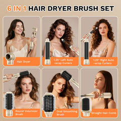 Wuven 6-in-1 hair-dryer-brush side view with ergonomic grip for comfortable use.