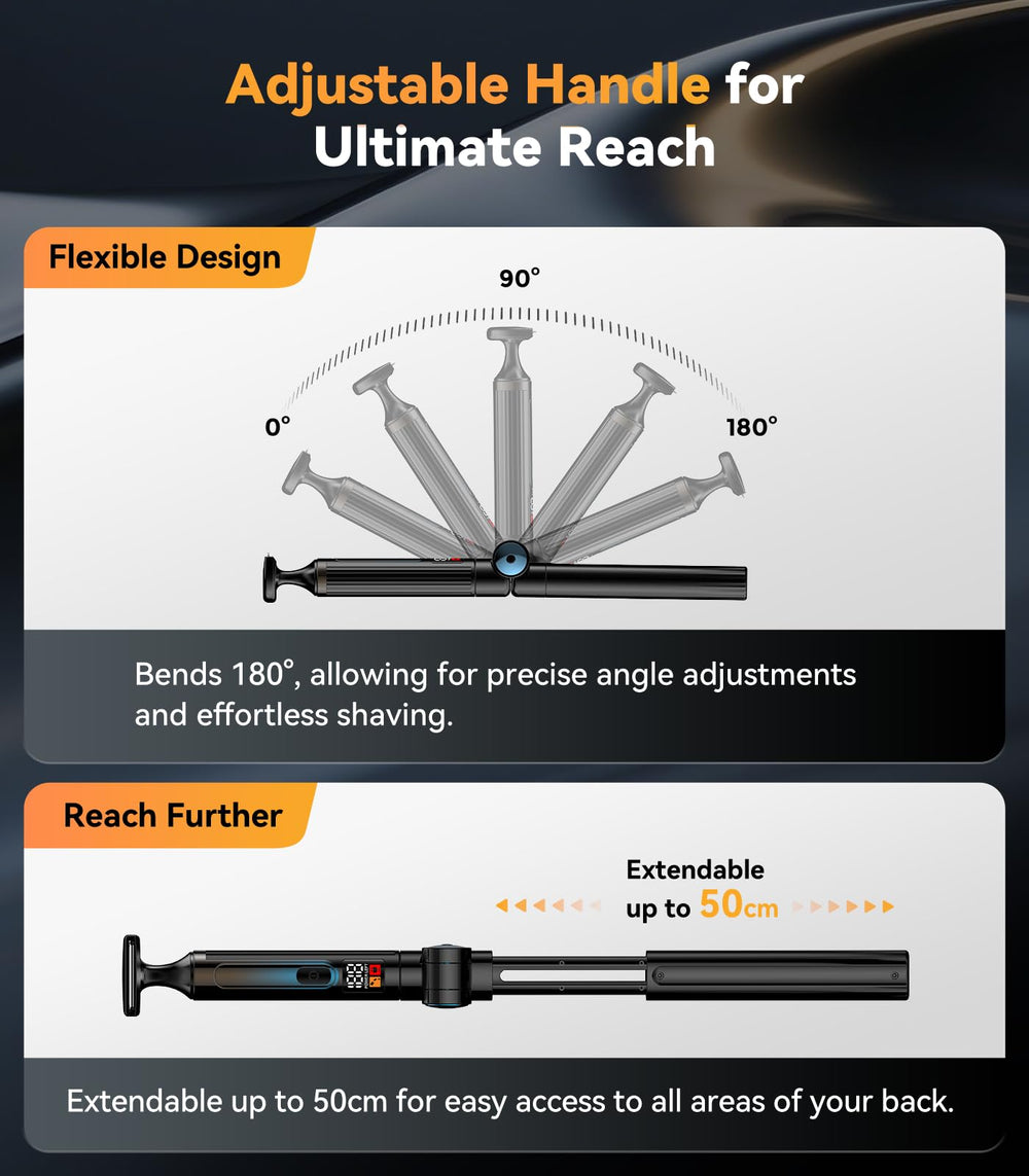 WUXO back shaver 4in1 heads array for versatile grooming options