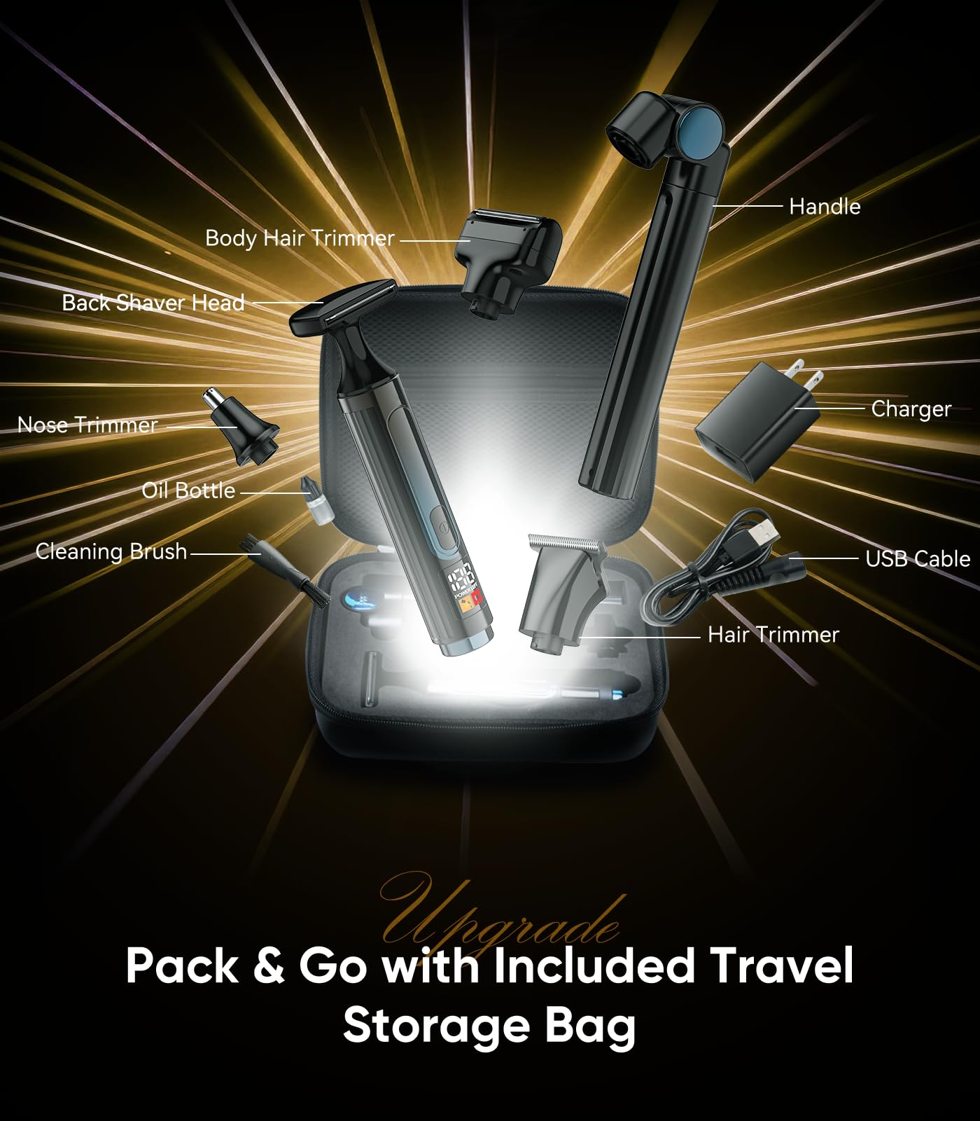 WUXO back shaver charging dock with oil bottle for maintenance