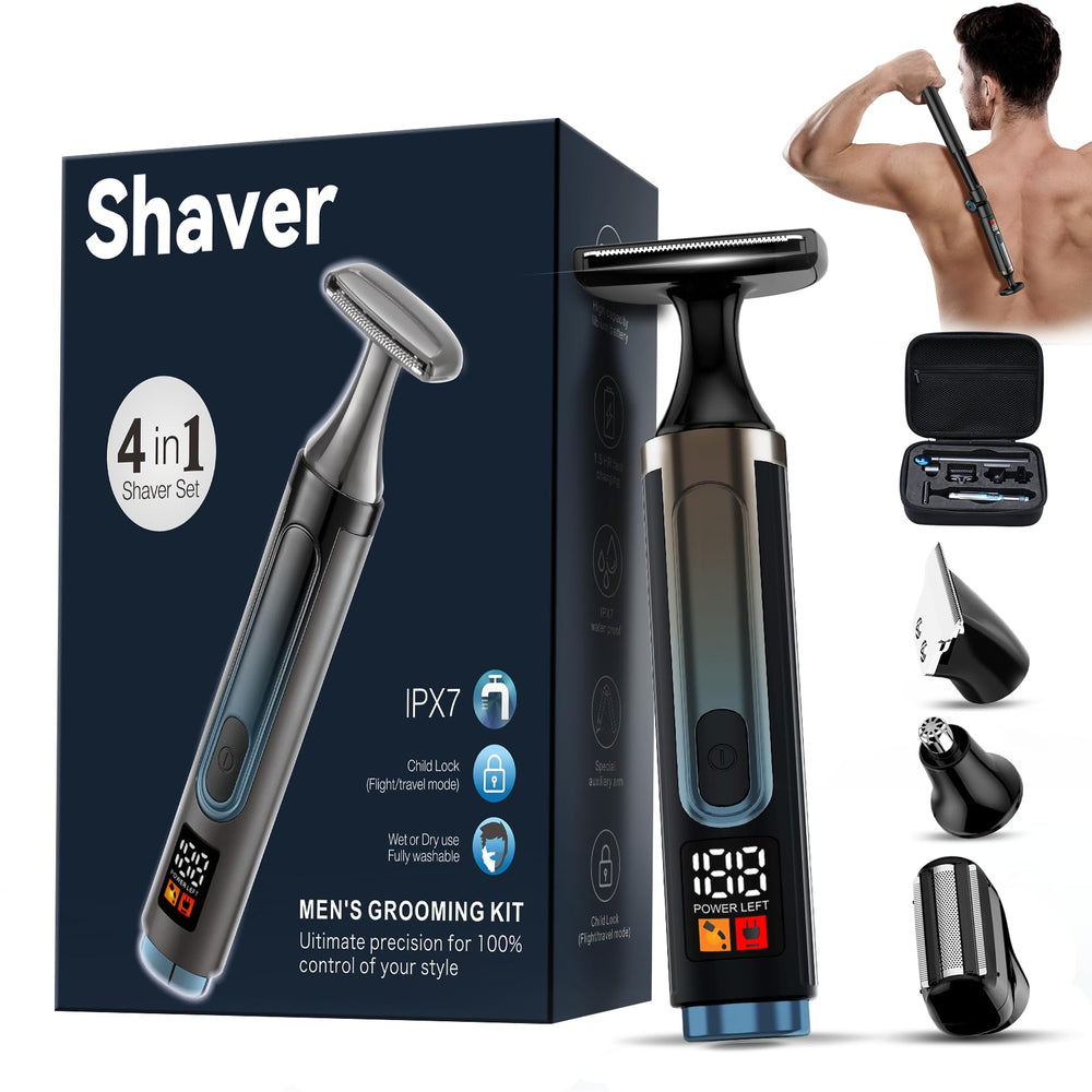 WUXO back shaver Jet Black front view highlighting sleek grooming design
