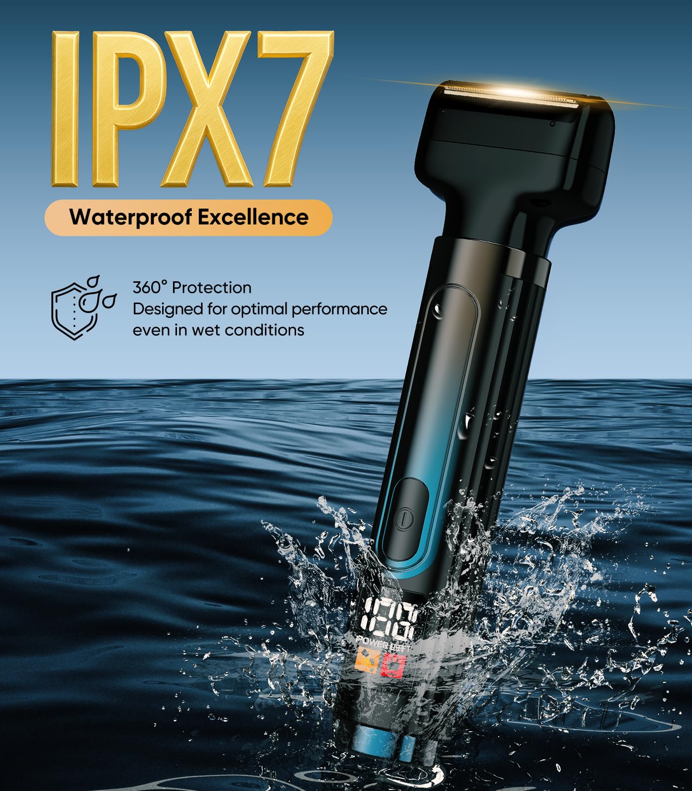 WUXO back shaver LED display shows battery and maintenance reminders