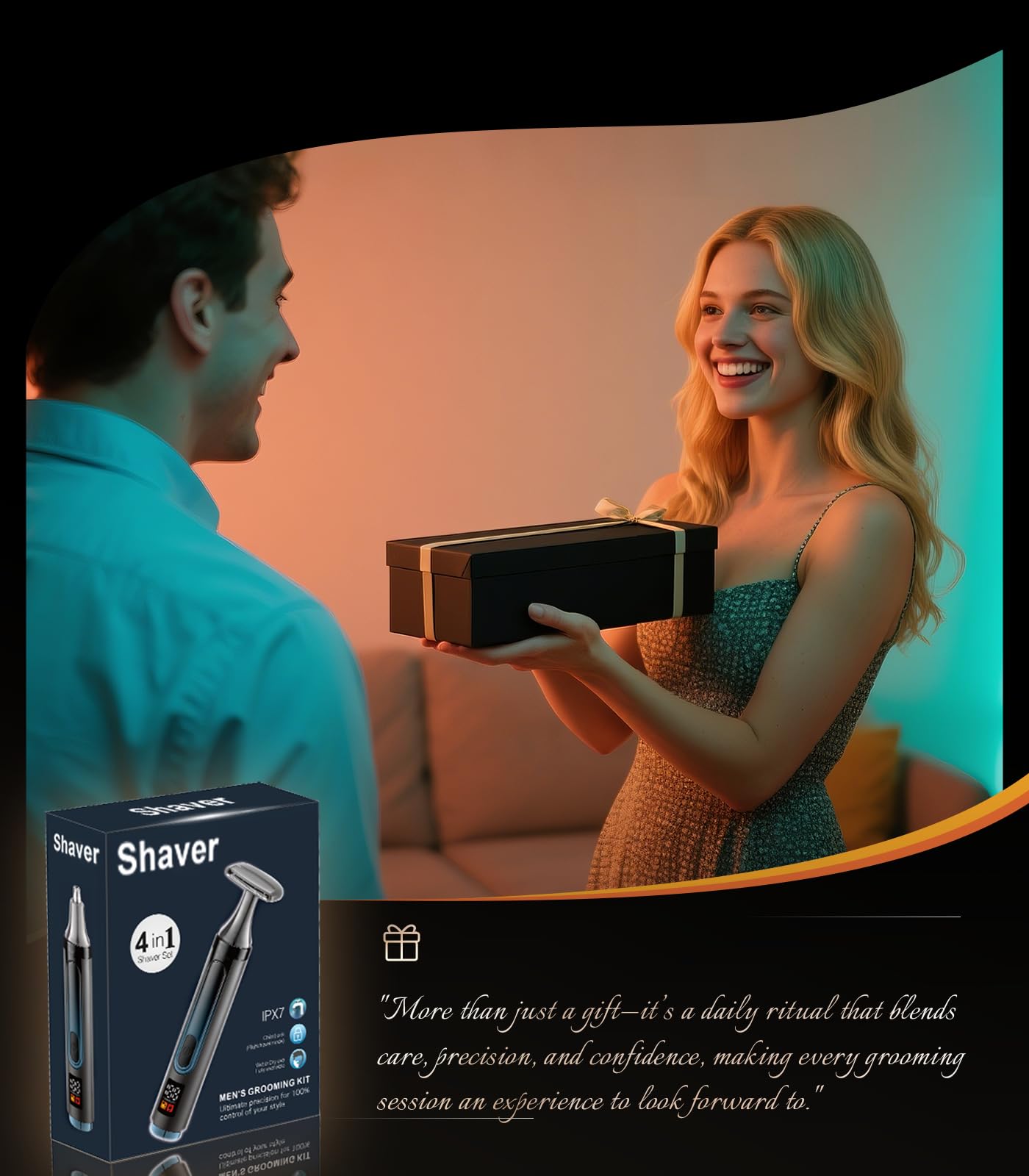 WUXO back shaver in shower demonstrating easy wet grooming