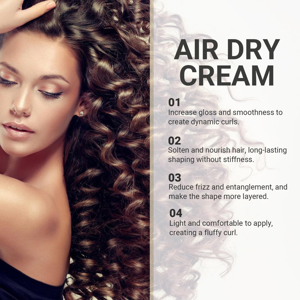 Wwkhhrst Air Dry Cream on hair styling demonstrates quick, heatless definition and movement.