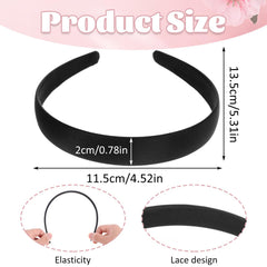 WY LIGHTING LEVEL satin black headbands wide band ready for daily styling.