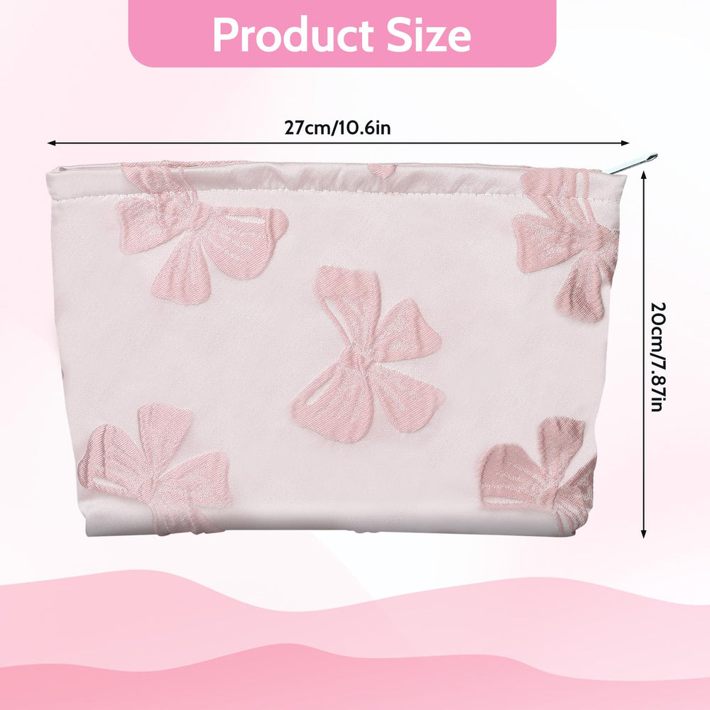 WY LIGHTING LEVEL pink bow cosmetic pouch for organized daily carry.