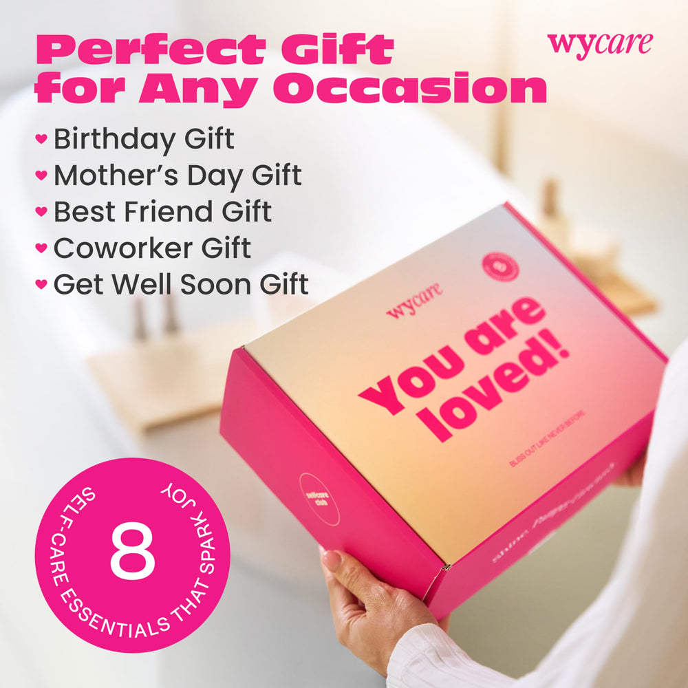 Wycare Gift Box Women complete self-care set inside, ready for gifting.