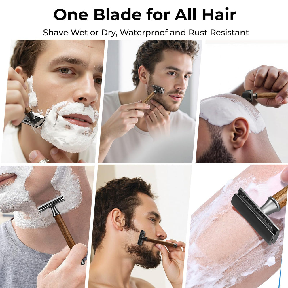 Wyklaus bamboo handle grip close-up demonstrates balanced, comfortable shave