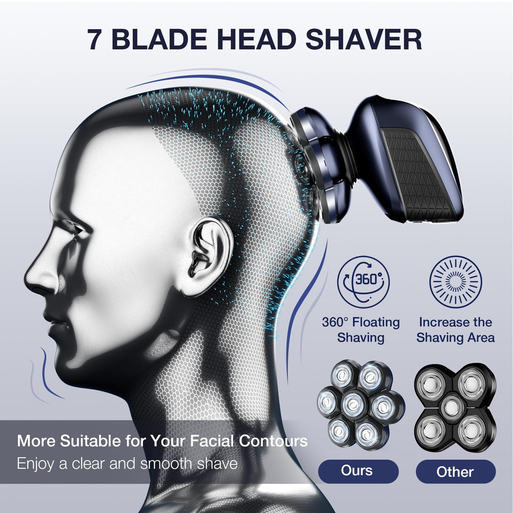 Wyklaus head shaver 7D floating head delivers precise, comfortable skin contact