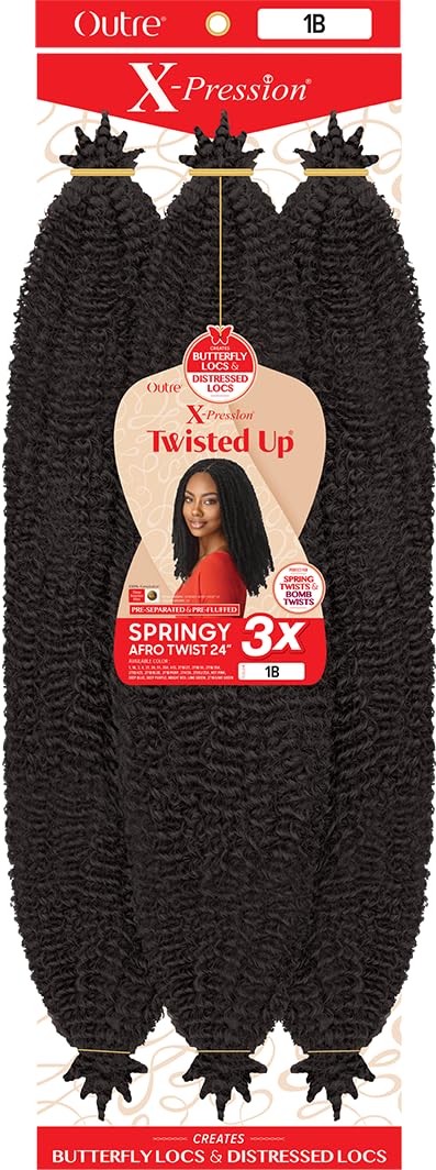 x-pression Outre Twisted Up 3X model wearing 1B protective style.
