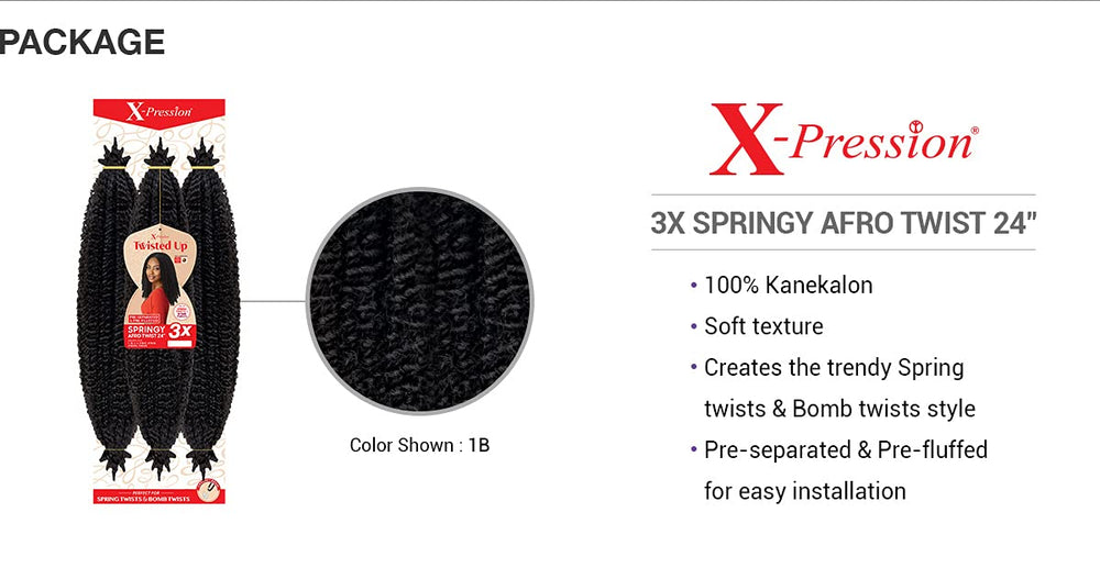 X-pression Twisted Up 3X Afro Twist 24 image showcases knotless crochet style versatility