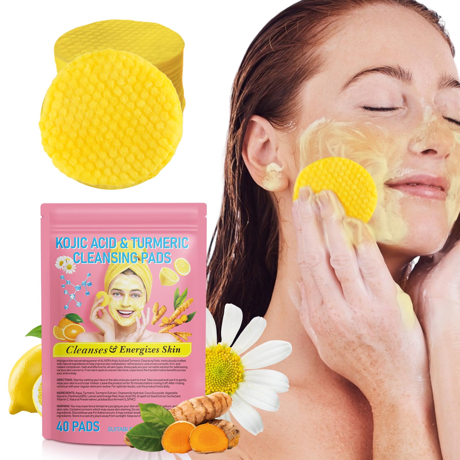 Xaarty turmeric kojic cleansing pad packaging shows a resealable pouch for daily use