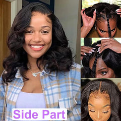 Xagujpo glueless wigs side view highlights seamless blend with real hair.